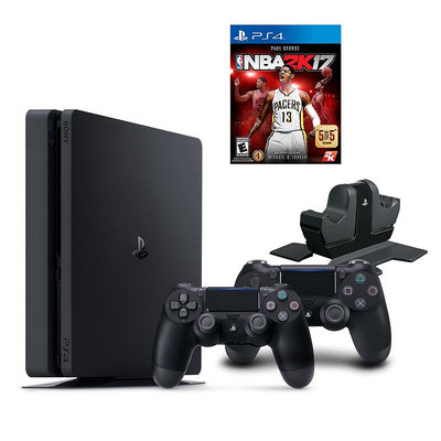 Sony Playstation 4 1TB NBA 2K17 Bundle with Charging Station & 2 Controllers, Multicolor