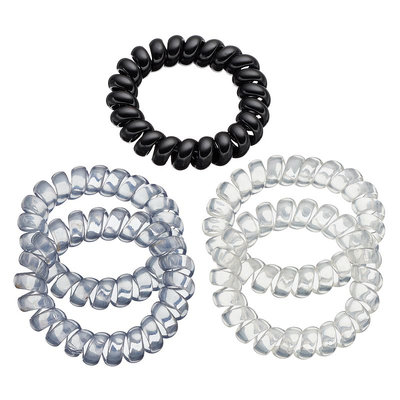Phone Cord Hair Tie Set, Women's, Grey