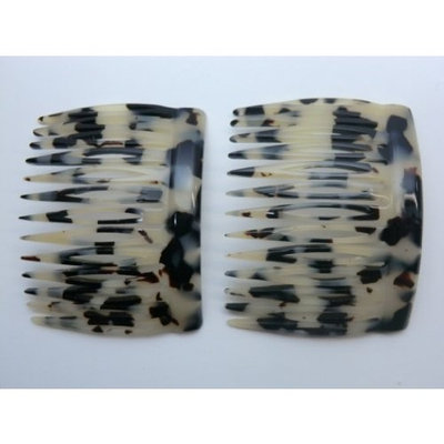 Charles J. Wahba Small French Side Comb Pairs - Beige Spotted by Charles J. Wahba