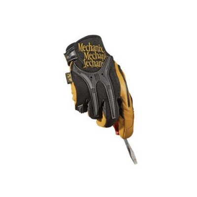Mechanix Wear 2X Black And Brown CG Full Finger Genuine Leather Heavy Duty Mechanics Gloves With Low Profile Cuff, Reinforced Fingertips, TPR Knuckle And Fingers Protection And Multi-Zone Padded Palm