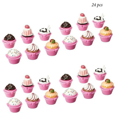 Ifavor123 Cupcake Novelty Lip Gloss Lip Balm Set – Assorted Designs for Girls Birthday Party Favors Goodie Bags Prize Giveaway Makeup Fun (24)