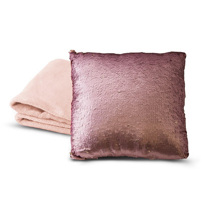 Posh Home Shimmer Throw & Sequin Pillow Set, Pink