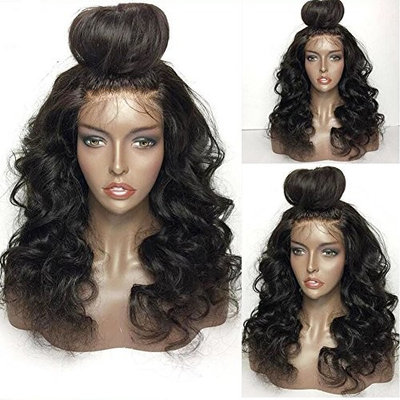 JAHUI Hair Pre Plucked 360 Lace Frontal Wigs with Baby Hair 180%-250% Density Body Wave Brazilian Virgin Hair 360 Lace Wigs for Black Women(12inch with 250 density,Free Part)