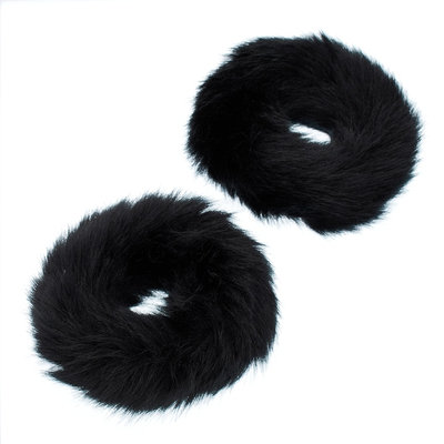 Mudd® Faux Fur Hair Tie Set, Women's, Black