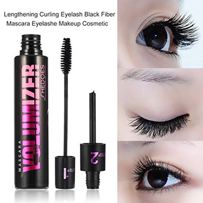 Lengthening Curling Eyelash Black Fiber Mascara Eyelashes Makeup Cosmetic