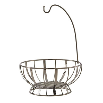 Gourmet Basics Stripe Gunmetal Fruit Basket With Banana Hanger