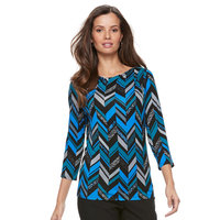 Women's Dana Buchman Half-Cowlneck Top, Size: XL, Turquoise/Blue (Turq/Aqua)