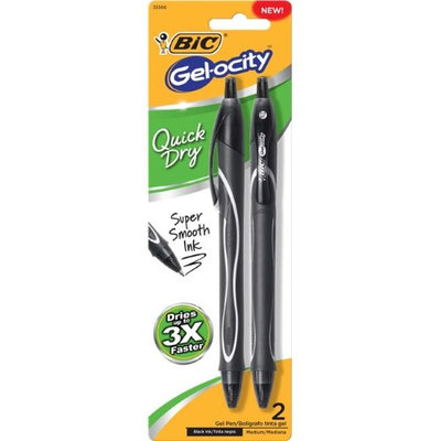 Bic RGLCGP21-BLK Gel-ocity Retractable Quick Dry Gel Pen Black - Pack of 2
