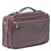 Maxwell-Scott® Premium Handmade Italian Full Grain Leather Zipped Wash Bag for Travel Accessories (The Cascina) - Dark Brown