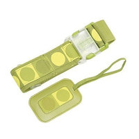 Grass green luggage belt and tag set dot design by Lug