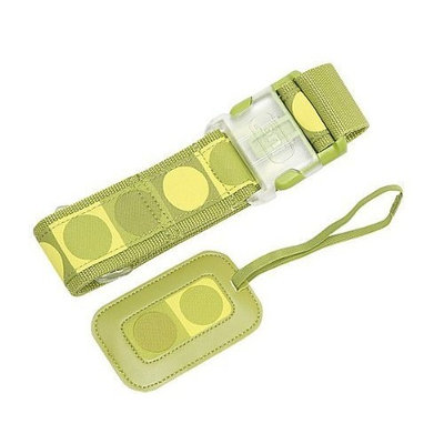 Grass green luggage belt and tag set dot design by Lug