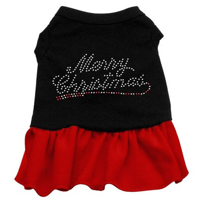 Mirage Pet Products Merry Christmas Rhinestone 16-Inch Pet Dress, X-Large, Black with Red