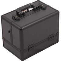 Sunrise Marcello Makeup Case Professional Nail Travel Organizer Box with 3 Tiers Accordion Trays, Black Matte, 5 Pound