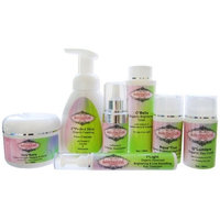 'Glowing Beauty' Organic Face Skin Care Collection - 7 products: Foaming Face Wash, Hyaluronic Acid Serum, Day Cream, Night Cream, Eye Cream, Brightening Toner, Masque/Scrub: Health & Personal Care