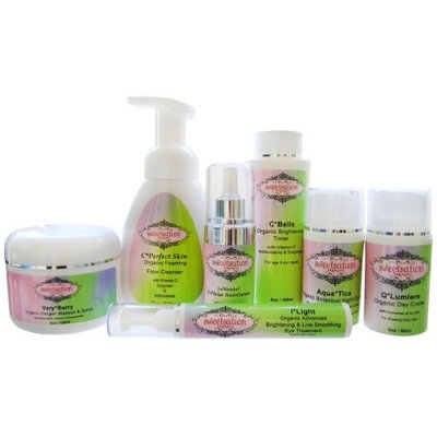 'Glowing Beauty' Organic Face Skin Care Collection - 7 products: Foaming Face Wash, Hyaluronic Acid Serum, Day Cream, Night Cream, Eye Cream, Brightening Toner, Masque/Scrub: Health & Personal Care