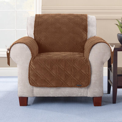 Sure Fit® Wide Wale Corduroy Furniture Cover in Graphite