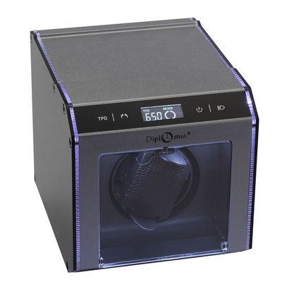 Adfa, Inc. Diplomat Illuminum LED-Lit Aluminum Expandable Single Automatic Watch Winder with Timer Control and Touch Sensor Display