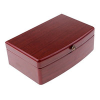 MagiDeal Wooden Watch Box 5 Slots Jewelry Earrings Ring Organizer Storage Case with Mirror Lid
