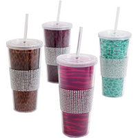 Gibson Home Safari Bling Assorted Designs 20Ounce Tumbler Set, Set of 4