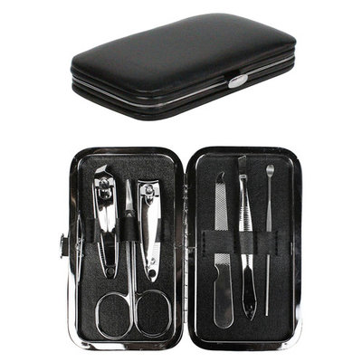 6 Piece Manicure / Pedicure Travel Grooming Kit (Nail Clipper, Scissors, Trimmer) with Bonus Reusable Toiletry Bag