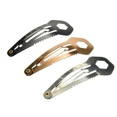 AOWA Multifunction Pin Hair Clip Ruler Cutter Screwdriver Keychain Self-defense Pocket Survival Tool Utility Party USE