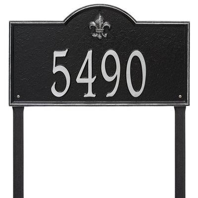 Whitehall Bayou Vista 1-line Personalized Address Plaque with Stand Black/Silver