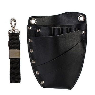 Neverland Beauty Multi-Pouch Hair Scissor Shear Holster Pouch Black Barber & Salon Leather Holder for Haircutting Scissors/Shears, Styling Combs and other Salon Tools Case with Belt
