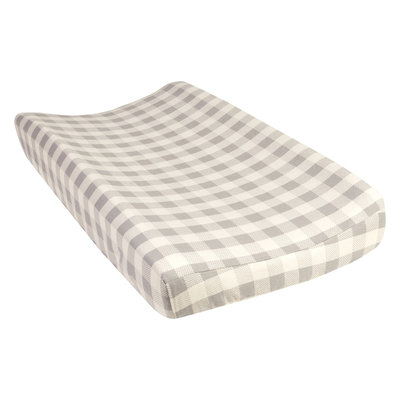 Test Trend Lab Gray and Cream Buffalo Check Deluxe Flannel Changing Pad Cover, Grey