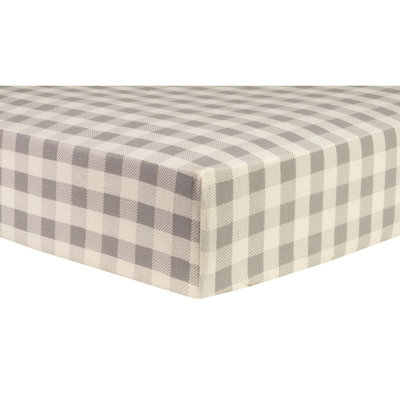 Test Trend Lab Gray and Cream Buffalo Check Deluxe Flannel Fitted Crib Sheet