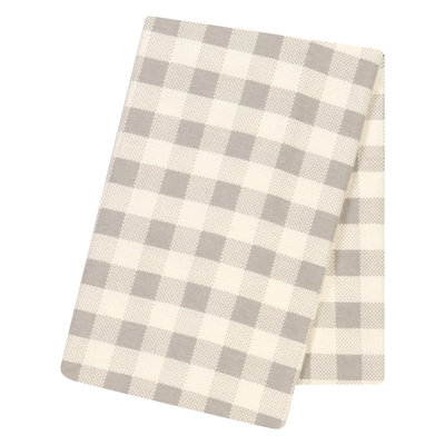 Test Trend Lab Gray and Cream Buffalo Check Jumbo Deluxe Flannel Swaddle Blanket