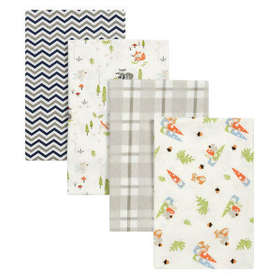 Test Trend Lab Woodsy Gnomes 4 Pack Flannel Blankets, Multi-Colored