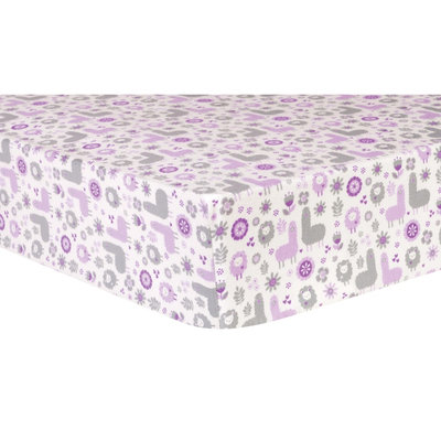 Trend Lab Trend-Lab Nursery Kids Baby Llama Friends Deluxe Flannel Fitted Crib Sheet