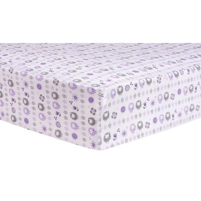 Test Trend Lab Lambs and Flowers Fitted Crib Sheet, Purple