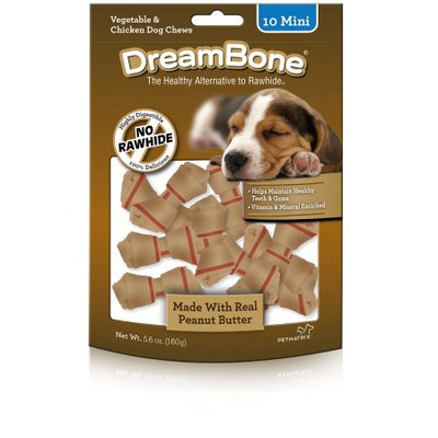 Petmatrix DreamBone Vegetable and Chicken Peanut Butter Mini Dog Chews, 10-Count, 5.6 oz