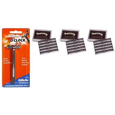7 O'Clock PII Trac II Razor + Colonel Ichabod Conk Trac II Blade Cartridges 10 ct. (Pack of 3) + FREE Assorted Purse Kit/Cosmetic Bag Bonus Gift