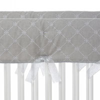 Convertible Crib Rail Protector - Short (Set of 2) (Grey Embroidery)