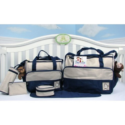 SoHo diaper bag 8 pcs set nappy tote bag for baby mom dad stylish insulated unisex multifunction waterproof large capacity durable includes changing pad stroller straps bottle case Dark Navy