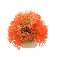 Fish Tank Decorative Orange Red Green Plastic Grass Ball Cermaic Base Plant