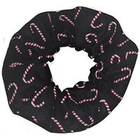 Christmas Candy Canes Black Fabric Hair Scrunchie Handmade by Scrunchies by Sherry