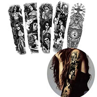 5 Sheets Fake Black Big Large Full Arm Temporary Tattoo Stickers for Women Men Body Art