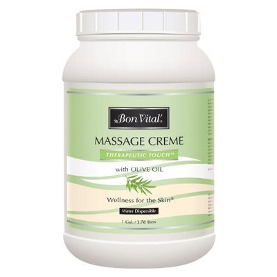 Bon Vital' Therapeutic Touch Massage Crème, Professional Massage Therapy Cream with Olive Oil to Repair Dry Skin & Soothe Sore Muscles, Full Body Moisturizer For Youthful Looking Skin, 1 Gallon