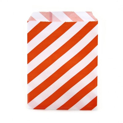 Dress My Cupcake 24-Pack Party Favor Bags, Striped, Orange