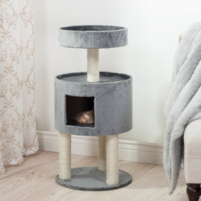 Trademark Global Llc Kitty Cat Condo with Overhead Balcony - Grey
