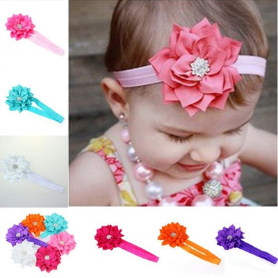 Fullkang 6 Pieces Babys Girls Headband Head Wear Crystal Lotus Flower Hairband