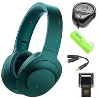 Sony Wireless NC On-Ear Bluetooth Headphones w/ NFC Blue w/ 32GB Flash Drive Bundle
