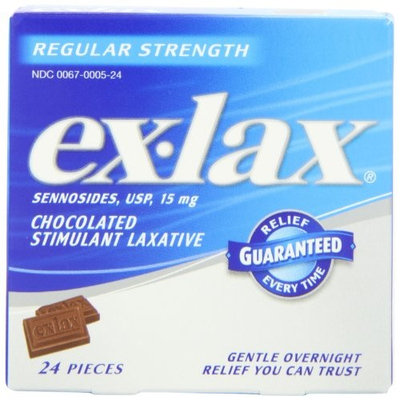 5 Pack Ex-Lax Sennosides Chocolated Stimulant Laxative Regular 24 Pieces Each