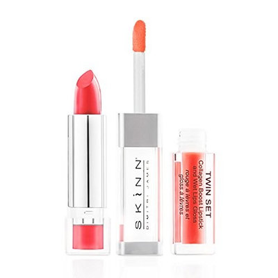 Skinn Cosmetics Twin Set Collagen Boost Lipstick & Wet Lips Gloss - Shade: Coral Crush