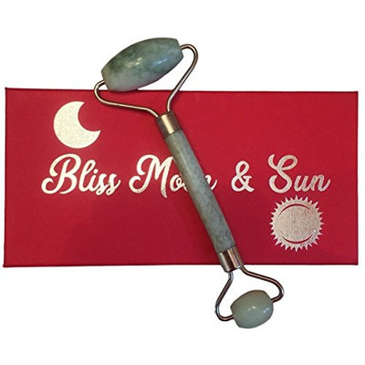 Bliss Moon & Sun Premium Jade Face Roller, Jade Massager for Face and Neck, Authentic 100% Real Jade Stone, Facial Massage for Anti Aging, Skin Care, and Beauty Care