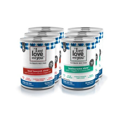 I and Love and You Grain-Free Beef Booyah Stew and Lambarama Stew Variety Pack Wet Dog Food, 13 Oz, 6 Ct