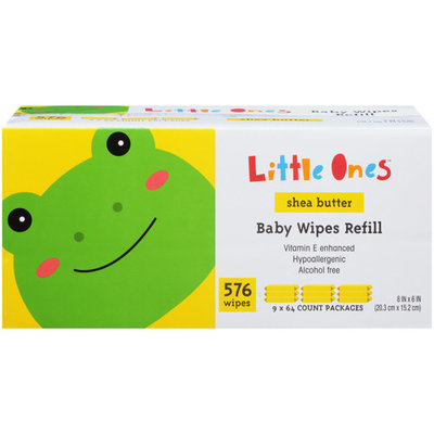 Little Ones Baby Wipes, Shea Butter, 9x Refill Box, 576 Wipes